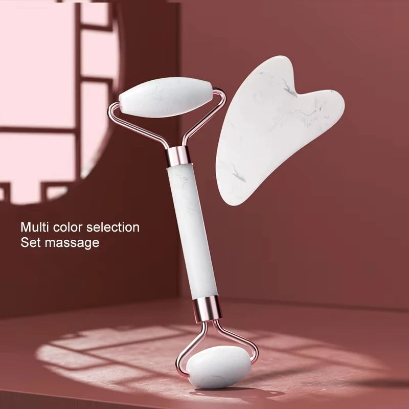 Facial Massage Set: Rose Quartz Roller & Gua Sha | Relaxation & Skincare