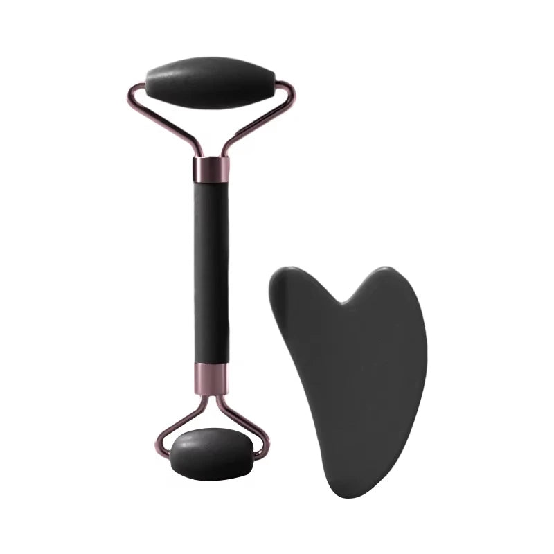 Facial Massage Set: Rose Quartz Roller & Gua Sha | Relaxation & Skincare