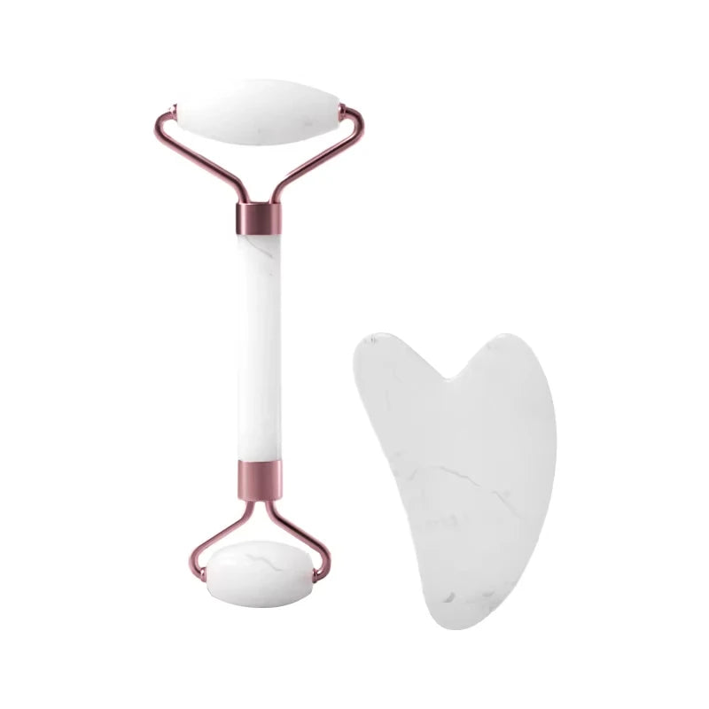 Facial Massage Set: Rose Quartz Roller & Gua Sha | Relaxation & Skincare